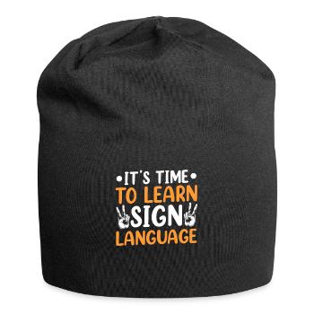Es Ist Zeit Gebärdensprache Zu Lernen Gebärden - Jersey-Beanie - Schwarz - Vorne