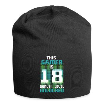 This Gamer Is Video Game Lover Gamer Age 18 - Jersey-Beanie - Schwarz - Vorne