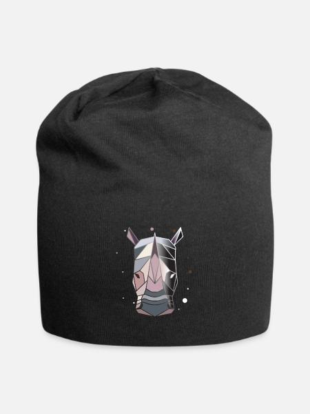 Nashorn Polygon Kunst Tier Geometrie - Jersey-Beanie - Schwarz