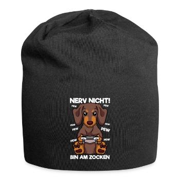 Nerf pas je suis au jeu Gaming Dachshund chien - Bonnet en jersey - noir - Devant