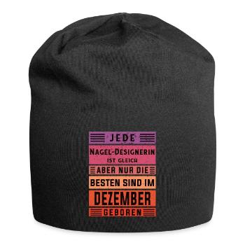 Nagelstudio Geburtstag Dezember geboren - Jersey-Beanie - Schwarz - Vorne
