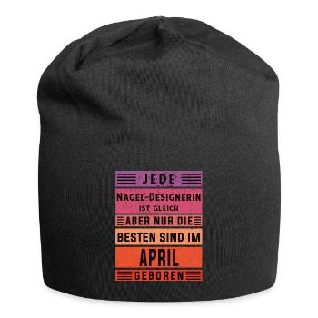 Nagelstudio Geburtstag April geboren - Jersey-Beanie - Schwarz - Vorne