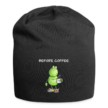 Before Coffee I Morning Grouch Frog I Coffee - Jersey Beanie - black - Front