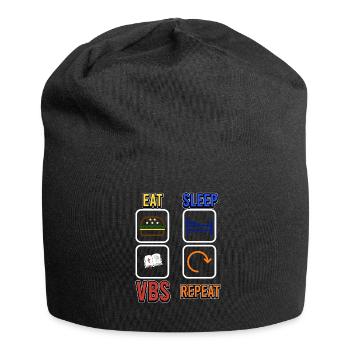 Eat Sleep VBS Repeat Bible School Jesus Christ - Jersey Beanie - black - Front