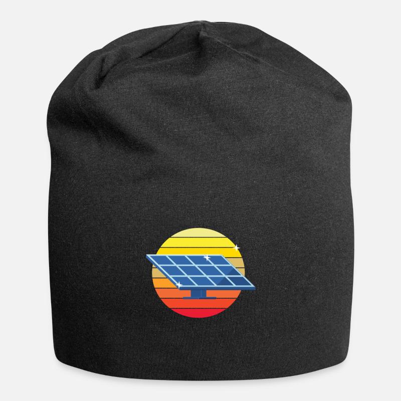 Solar Retro Photovoltaik - Jersey-Beanie - Schwarz