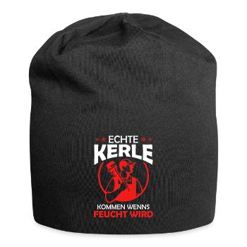 Echte Kerle kommen wenns feucht wird - Jersey-Beanie - Schwarz - Vorne