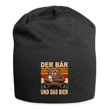 Der Bär und das Bier Biertrinker Sauf Spruch Bär - Jersey-Beanie - Schwarz - Vorne