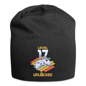 Retro Video Game Lover Age 17 Level Unlocked - Jersey Beanie - black - Front