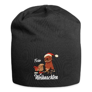 Frohe Weihnachten Otter Heilig Abend Bescherung - Jersey-Beanie - Schwarz - Vorne