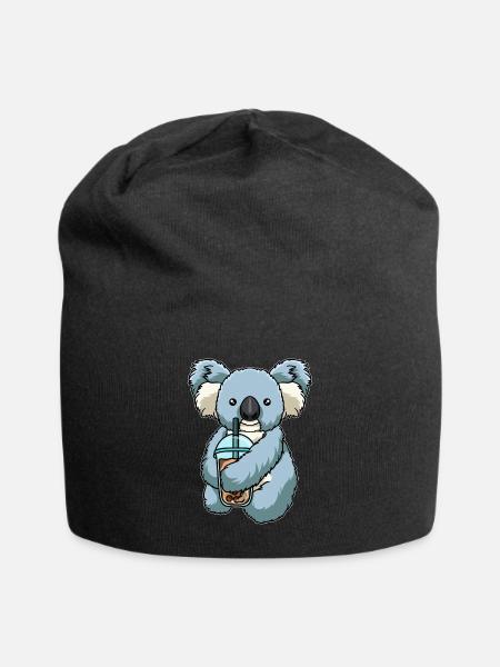 Koala trinkt Bubble Tea - Jersey-Beanie - Schwarz