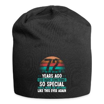 72 Birthday God made something special 72 Year Old - Jersey Beanie - black - Front