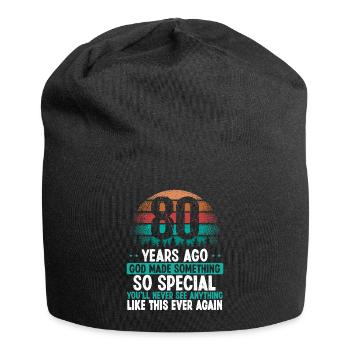 80 Birthday God made something special 80 Year Old - Jersey-Beanie - Schwarz - Vorne