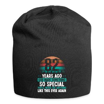 82 Birthday God made something special 82 Year Old - Jersey Beanie - black - Front