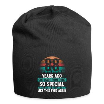 88 Birthday God made something special 88 Year Old - Jersey Beanie - black - Front