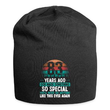 83 Birthday God made something special 83 Year Old - Jersey Beanie - black - Front