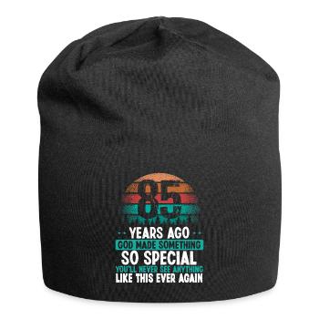 85 Birthday God made something special 85 Year Old - Jersey Beanie - black - Front