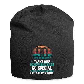 90 Birthday God made something special 90 Year Old - Jersey-Beanie - Schwarz - Vorne