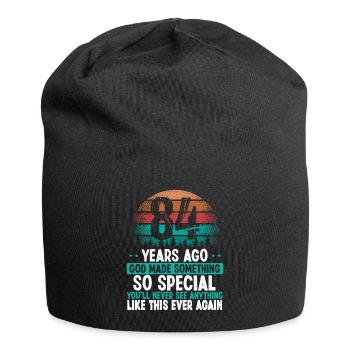 84 Birthday God made something special 84 Year Old - Jersey Beanie - black - Front
