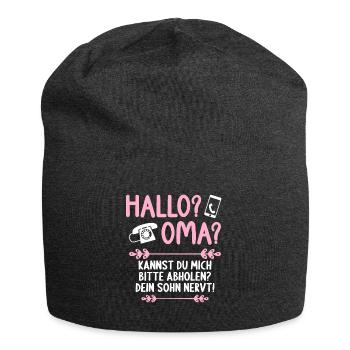 Hallo Oma Kannst mich abholen Dein Sohn nervt - Jersey-Beanie - Anthrazit - Vorne