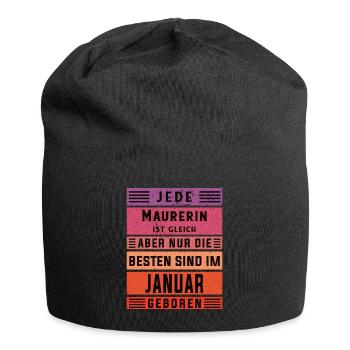 Maurerin Geburtstag Januar geboren Handwerker - Jersey-Beanie - Schwarz - Vorne