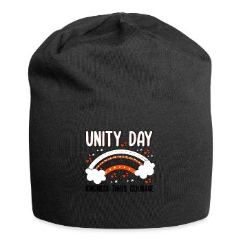Peace Kind Courage Orange Rainbow Cloud Unity Day - Jersey-Beanie - Schwarz - Vorne