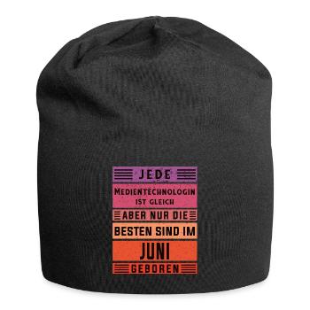 Drucker Geburtstag Juni geboren Medientechnologin - Jersey-Beanie - Schwarz - Vorne