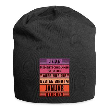 Drucker Geburtstag Januar geboren - Jersey-Beanie - Schwarz - Vorne