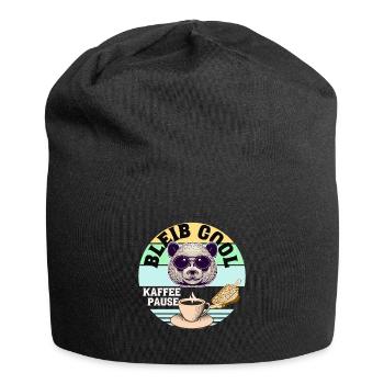 Kaffee Panda Coffee Break Time Kaffee Pause - Jersey-Beanie - Schwarz - Vorne