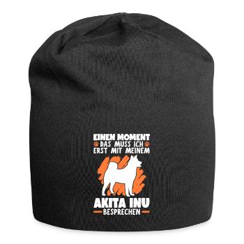 Mit meinem Akita Inu besprechen japanischer Spitz - Jersey-Beanie - Schwarz - Vorne