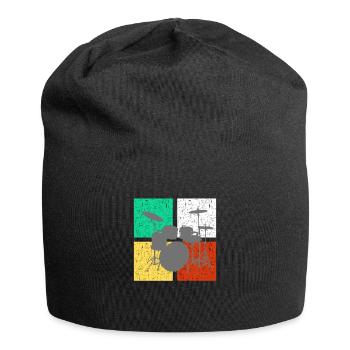 Schlagzeug Schlagzeuger Vintage Retro Drum Set Trendige Musik - Jersey-Beanie - Schwarz - Vorne