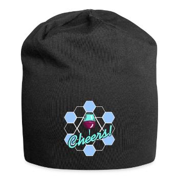 Cheers! Retro Wine Lover Symmetrical Designs - Jersey Beanie - black - Front