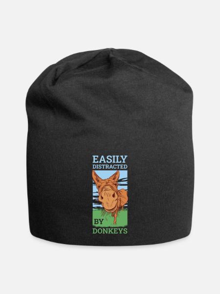 Facilement distrait par des ânes Ânes Donkeys Cadeau d’âne - Bonnet en jersey - noir