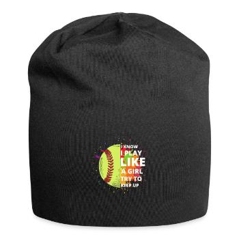 Softball-Sport Süßer Trendiger Softballspieler Sport - Jersey-Beanie - Schwarz - Vorne