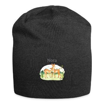 Waldtier Reh Blumen Name Nora - Jersey-Beanie - Anthrazit - Vorne