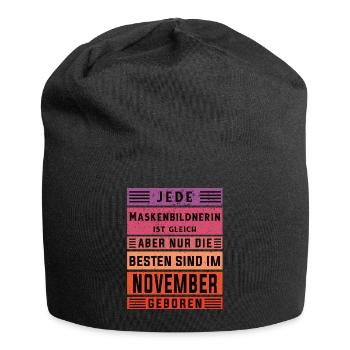 Kosmetiker Geburtstag November geboren - Jersey-Beanie - Schwarz - Vorne