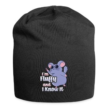 Flauschiges Chinchilla - Jersey-Beanie - Schwarz - Vorne