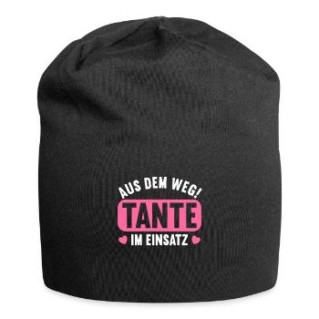 Aus dem Weg. Tante im Einsatz. - Jersey-Beanie - Schwarz - Vorne