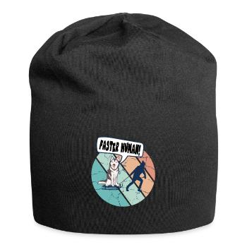 Husky Sledding Faster Human for Mushing fans - Jersey Beanie - black - Front