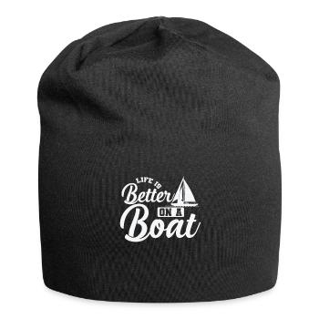 La vie est meilleure sur un bateau de sport de voilier - Bonnet en jersey - noir - Devant