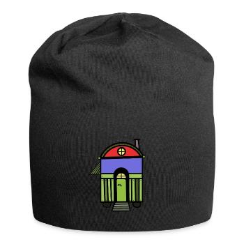 Bauwagen Hütte Wohnmobil Campingwagen wohnen Haus - Jersey-Beanie - Schwarz - Vorne