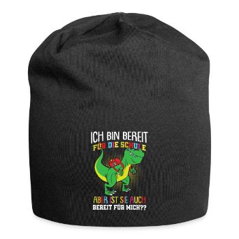 Jungen Dino Trex Ich Bin Bereit Für Die Schule - Jersey-Beanie - Schwarz - Vorne