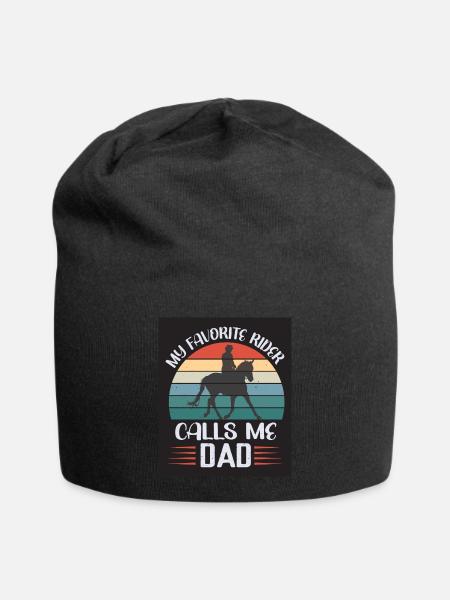Reiter Pferd Vater Dad papa Reiterin - Jersey-Beanie - Schwarz