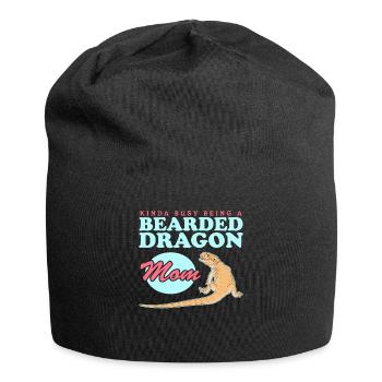 Bearded Dragon Mom | Bearded Dragon Reptiles Gift - Jersey Beanie - black - Front