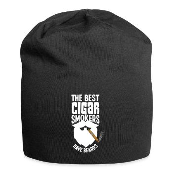 Cigar And Beard Cigar Smoker Gift - Jersey Beanie - black - Front
