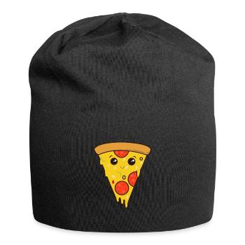 Pizza Lustig Pizzastück Geschenk - Jersey-Beanie - Schwarz - Vorne