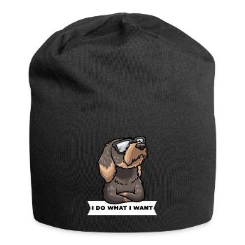 Stubborn rough-haired dachshund - Jersey Beanie - black - Front