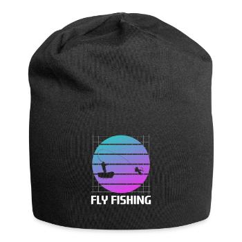 Retro Vintage Classic Fly Fishing Fisherman - Jersey Beanie - black - Front