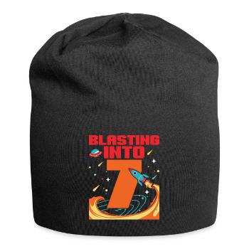 Blasting Into 7 7th Birthday Celebration Bday - Jersey Beanie - black - Front