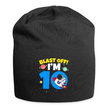Blast Off I'm 10 10th Birthday Celebration Bday - Jersey Beanie - black - Front