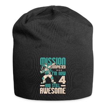 Mission Complete I'm Now 4 Birthday Celebration - Jersey Beanie - black - Front